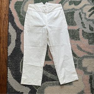 CELINE white cropped high waisted trousers